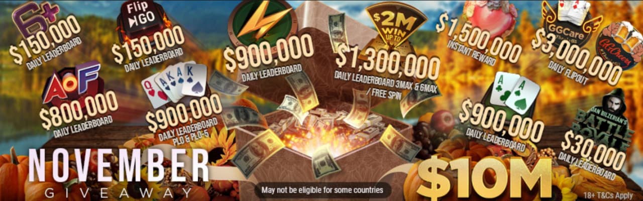 GGPoker announces \$10M prizes for November promotions