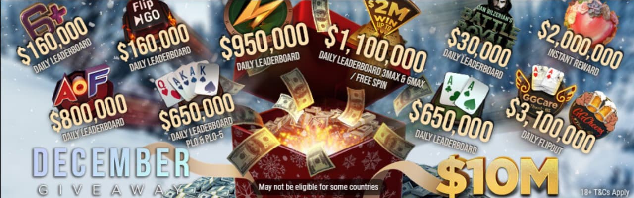 GGPoker announced \$10M to be given in December promotions