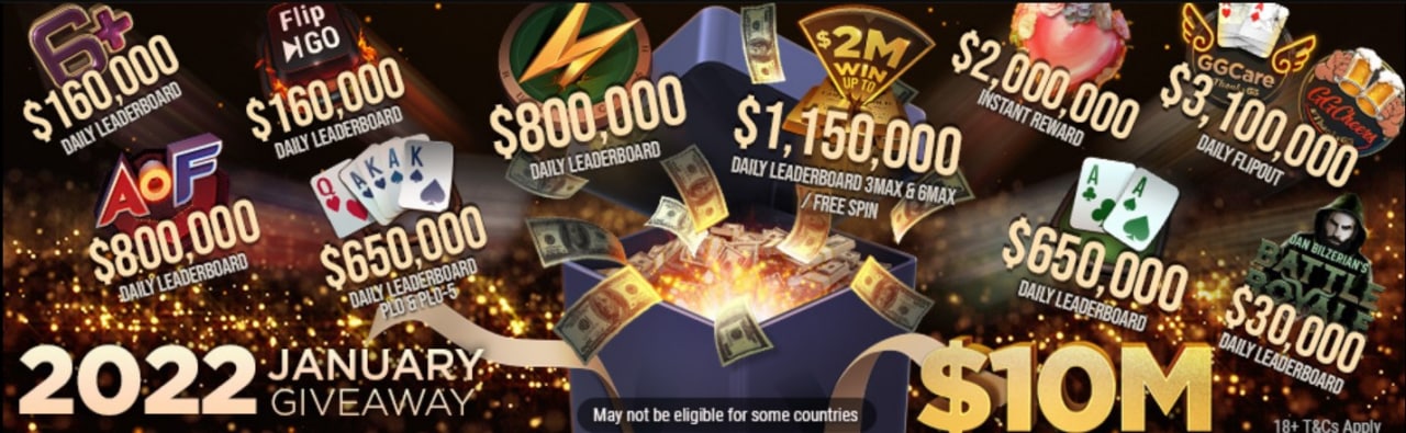 GGPoker announced \$10M to be given in January promotions