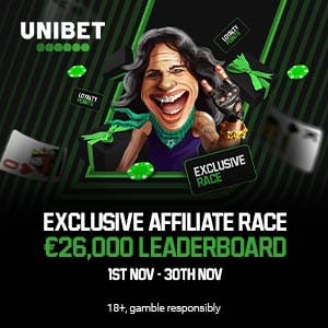 Unibet\: Exclusive Affiliate race November \+€26,000 added\!